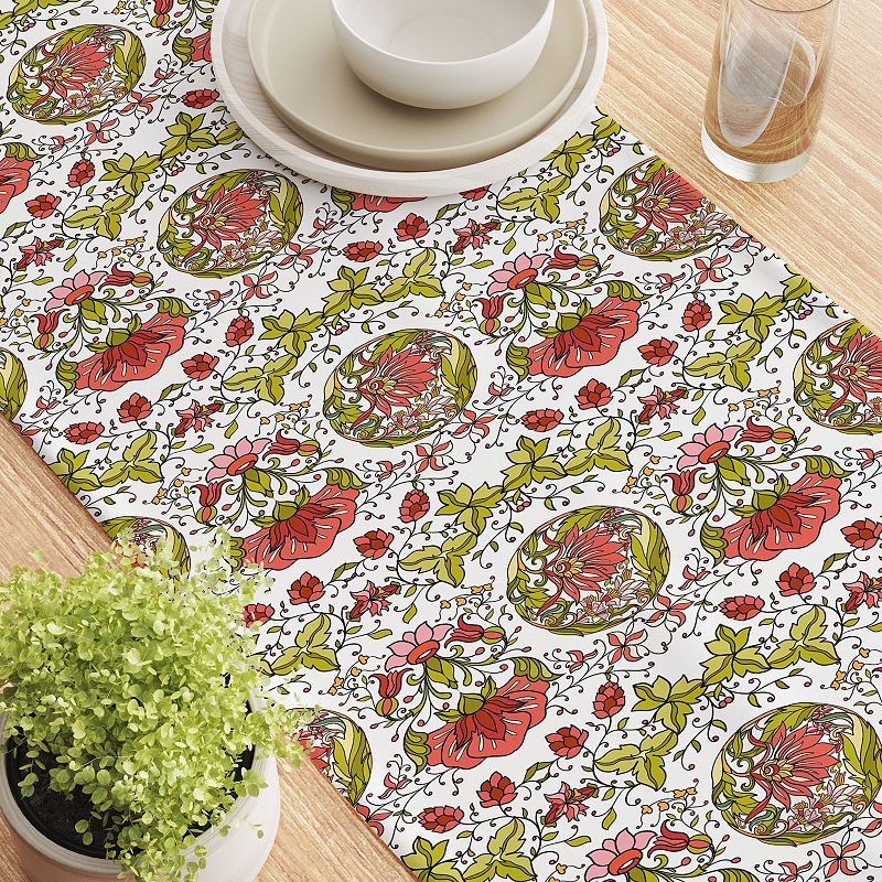 Table Runner， 100% Cotton， 16x108， Floral 3