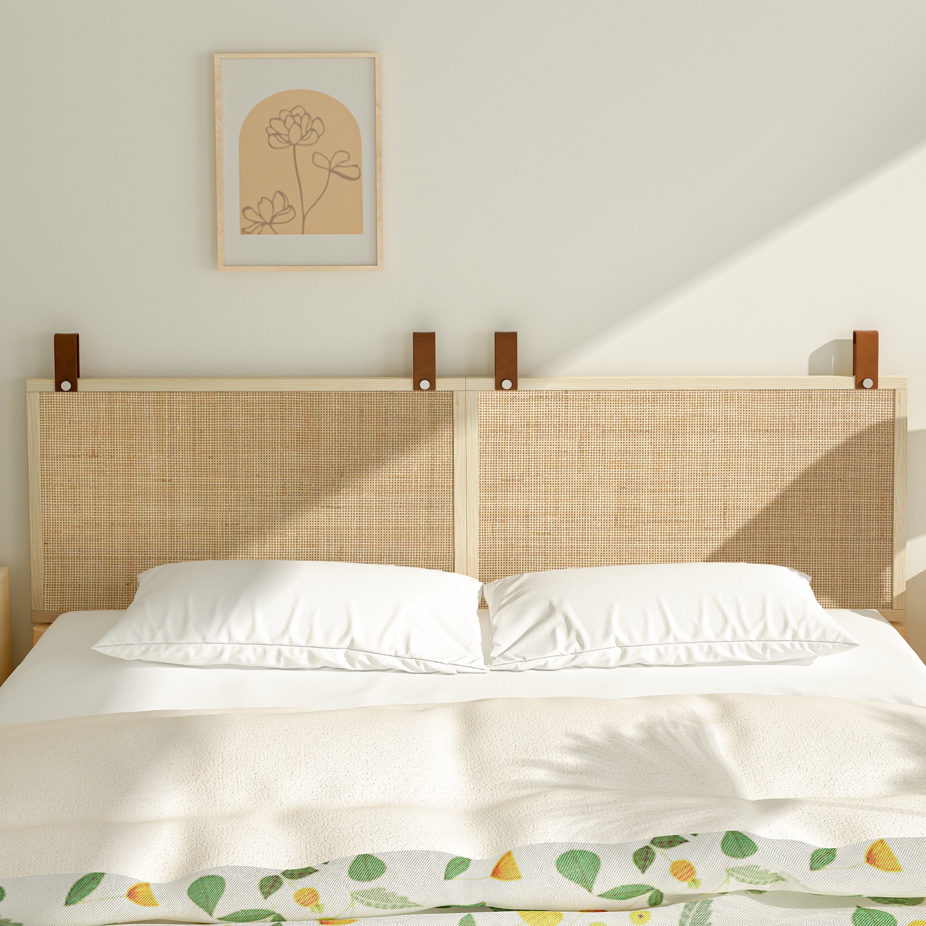 Natural Rattan Decorative Panel Wall-Mounted Headboard - - 37566993