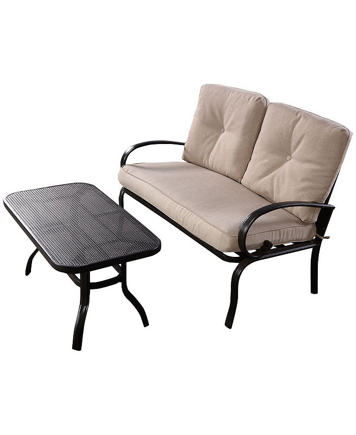 Slickblue 2 Pieces Patio Outdoor Cushioned Coffee Table Seat