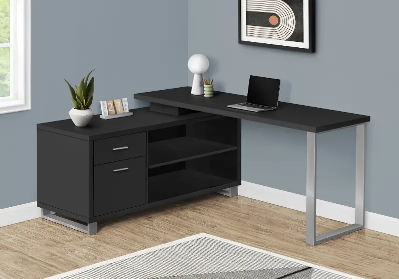 Monarch Black 72 L Shaped Computer Desk