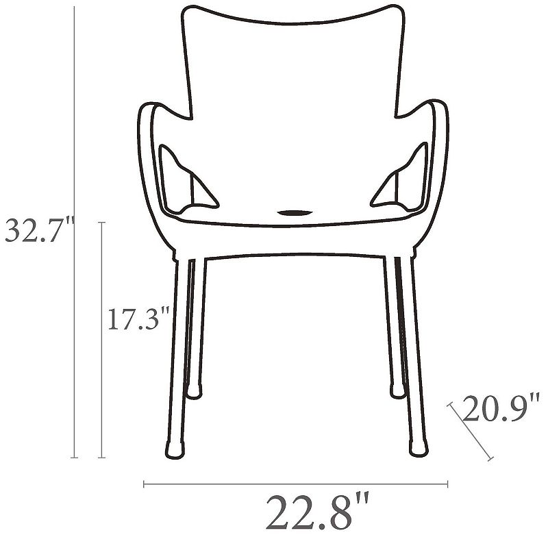 33.25 Green and Silver Outdoor Patio Solid Dining Arm Chair