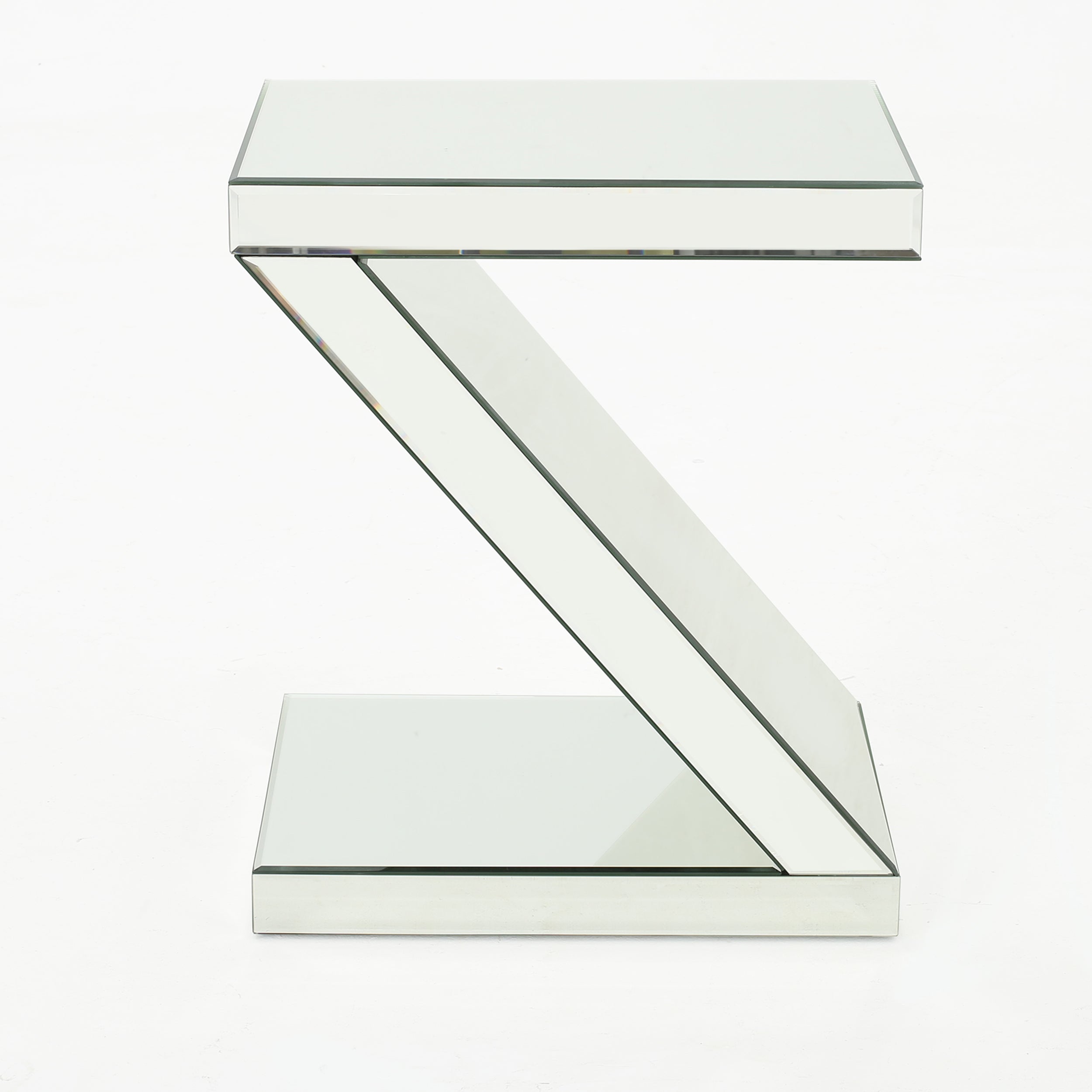 Adu Mirrored Z Shaped Side Table