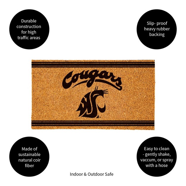 Evergreen Washington State University Logo Turf Mat Brown 28 X 16 Inches Indoor Outdoor Doormat