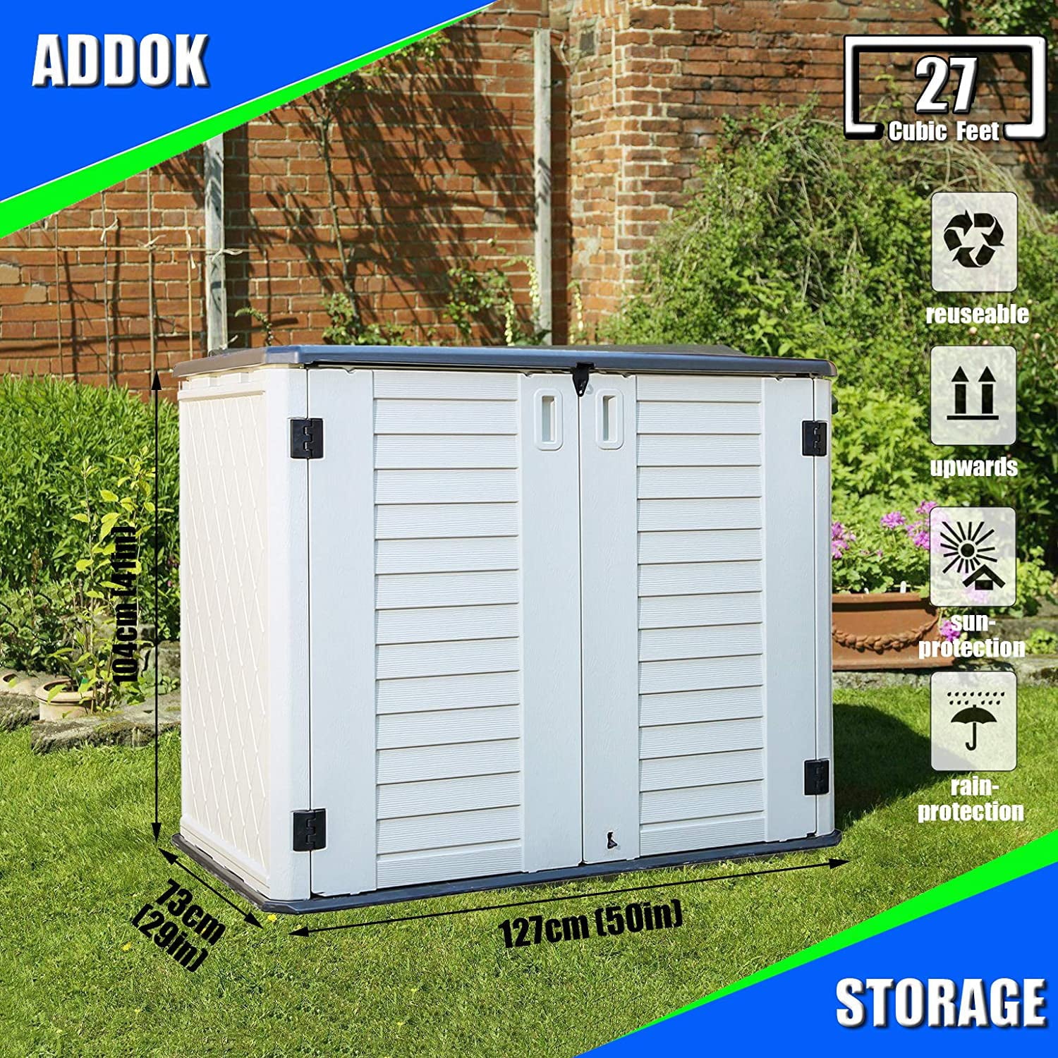 Resin Garden Storage Shed Weather Resistance, 4.2'x3.4'