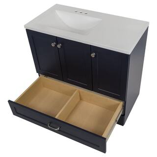 Glacier Bay Lancaster 36.25 in. W x 18.75 in. D Shaker Bath Vanity in Deep Blue with White Cultured Marble Top B36X20320