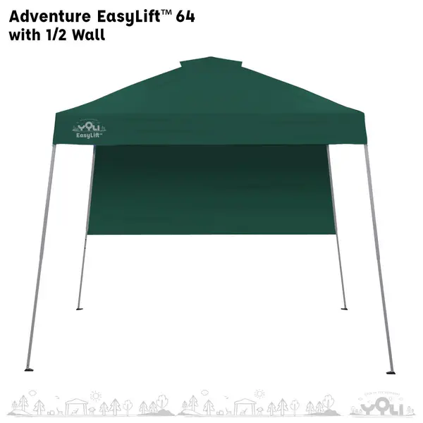 YOLI 10'x10' Adventure EasyLift 64 Instant Canopy with BONUS 1/2 Wall