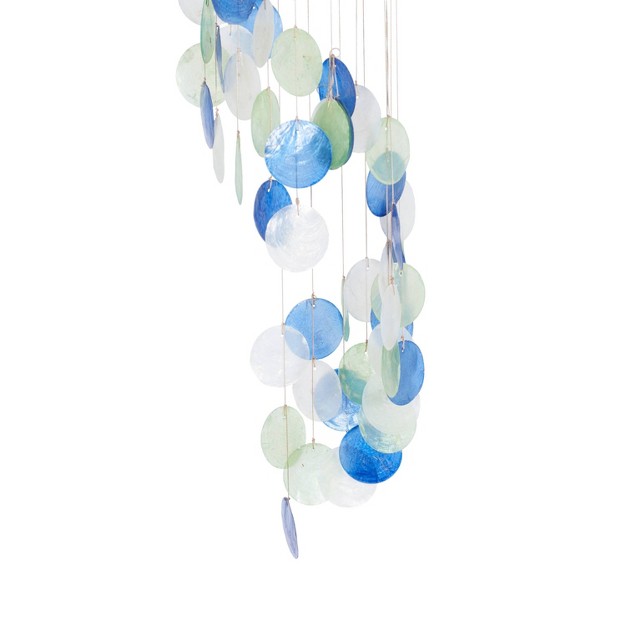 Coastal Capiz Shell Abstract Windchime Blue Olivia amp May