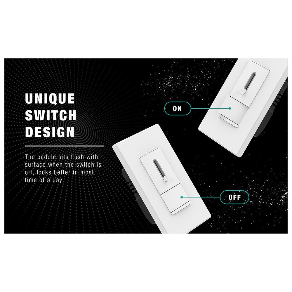 ELEGRP Slide Dimmer Switch for Dimmable LED CFLIncandescent Bulbs Single Pole 3-WayWall Plate Included White (2-Pack) DM17-WH2