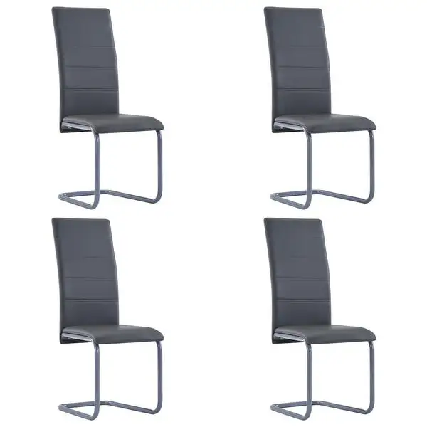 Cantilever Dining Chairs 4 pcs Gray Faux Leather