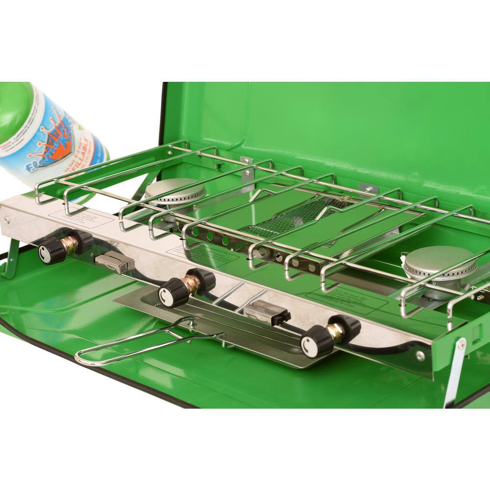 Flame King 3 Burner High Output Portable Table Top Propane Camping Stove and Grill YSNBBQ-136M