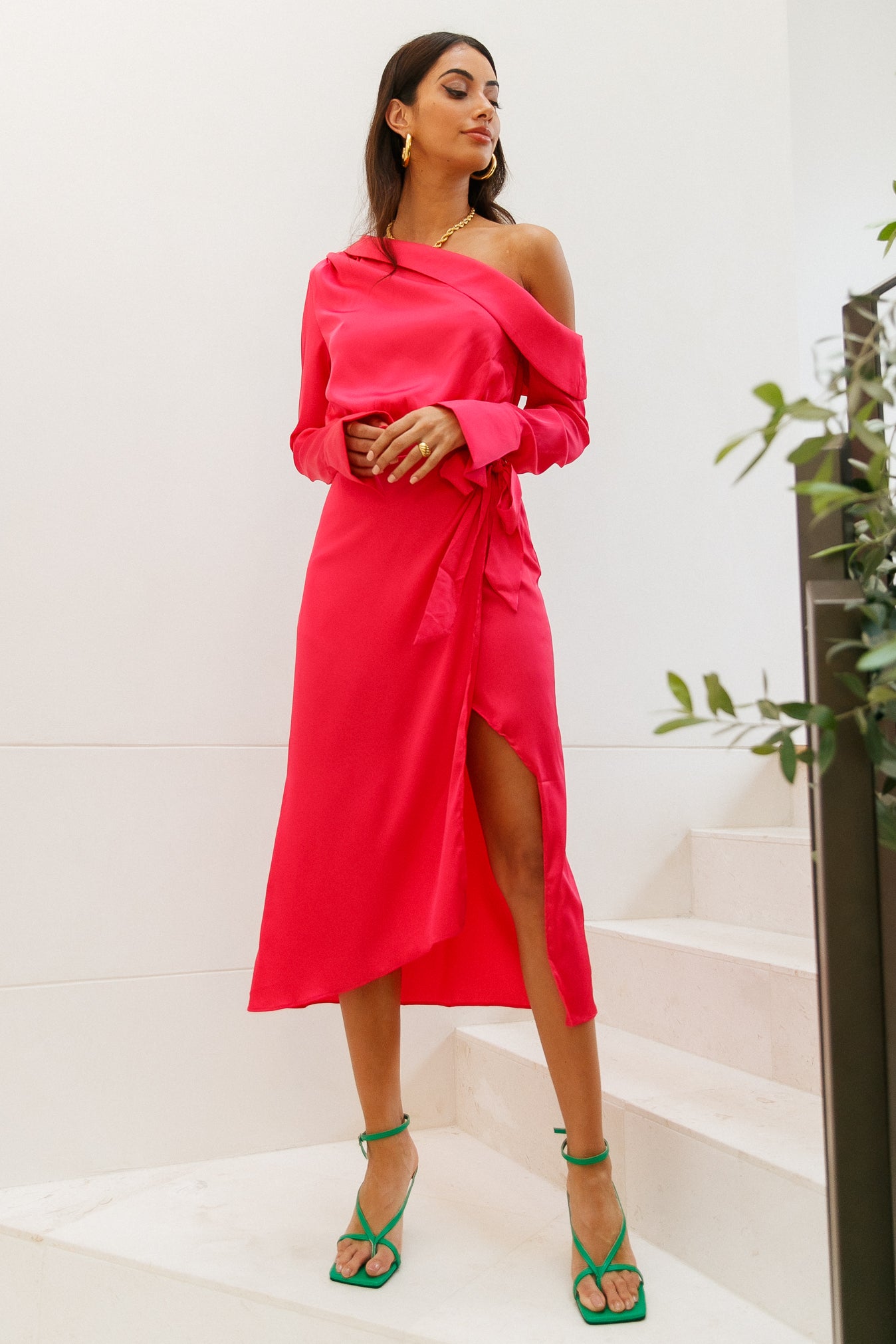 Love On Top Midi Dress Fuchsia