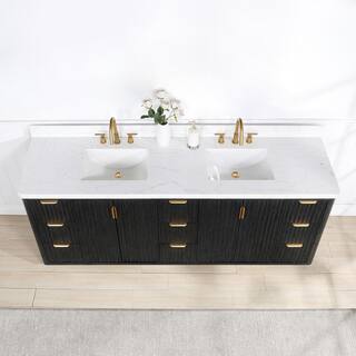 ROSWELL Cadiz Double Bathroom Vanity with White Composite Stone Top 804184-FB-LW-NM