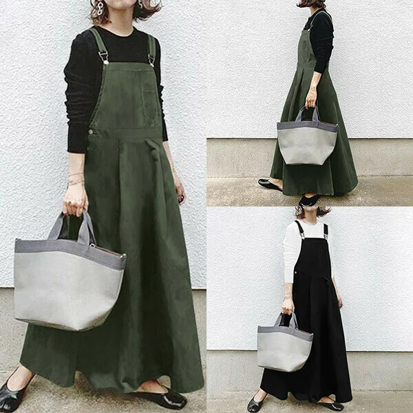 🔥🔥Casual Long Suspenders Skirt with Pocket