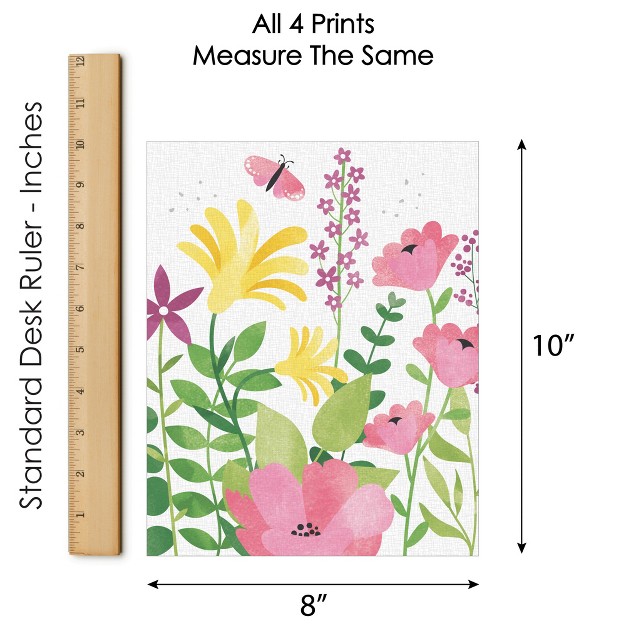 Big Dot Of Happiness Wildflowers Unframed Floral Nursery And Room Decor Linen Paper Wall Art Set Of 4 Artisms 8 X 10 Inches