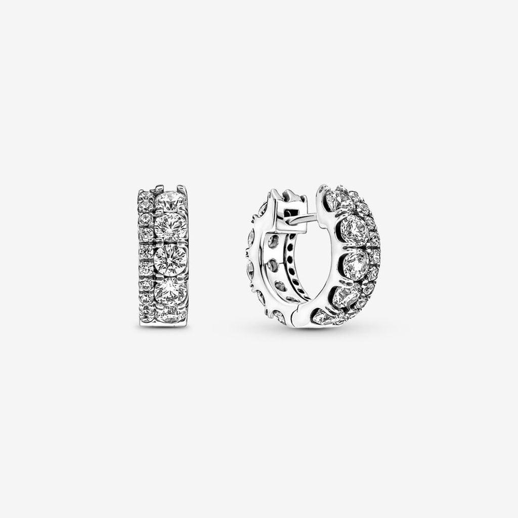 PANDORA  Double Band Pavé Hoop Earrings