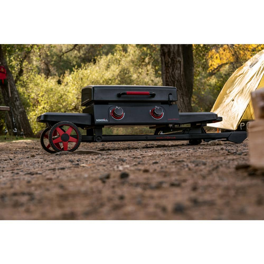 Nexgrill Daytona 2-Burner 21 in. Propane Gas Griddle with Foldable Cart in Black 720-1075B