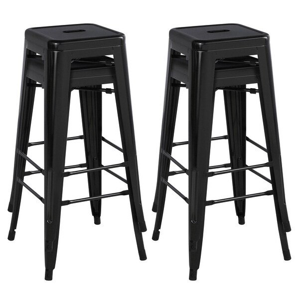 30'' Metal Barstools Set of 4 Counter Bar Stool Stackable Chairs for Bistro/Patio/Cafe/Restaurant - as picture