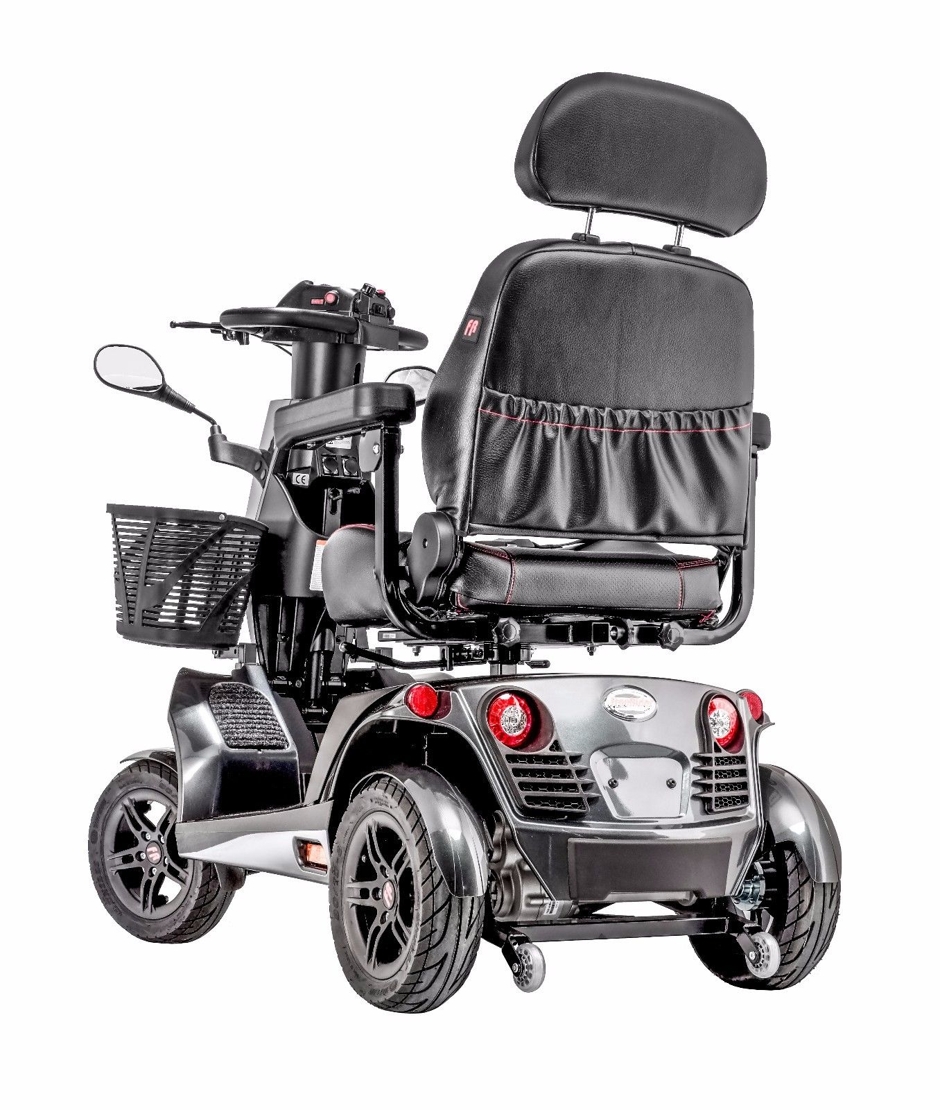 Freerider FR1 Rugged Large Mobility Scooter 4-Wheel w/ Suspension Speed 9.4 mph, Dark Gray