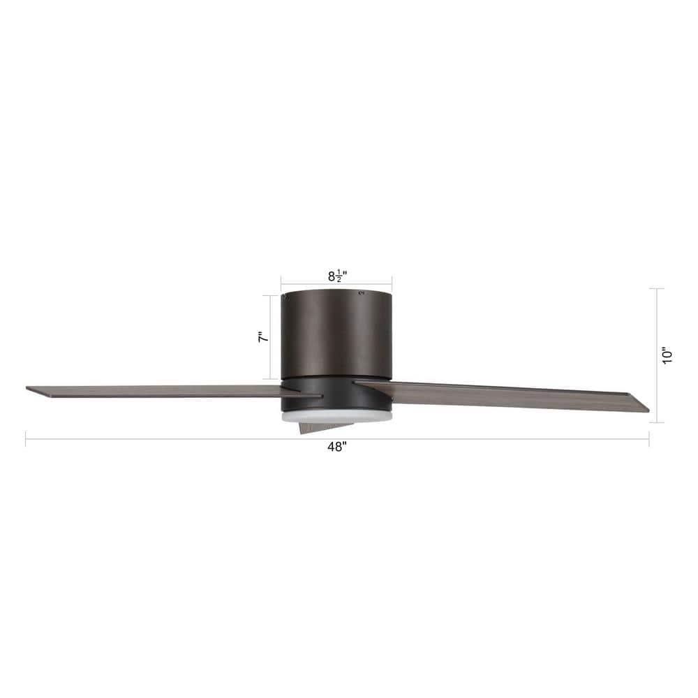 Parrot Uncle Kielah 48 in Integrated LED Bronze Flush Mount Ceiling Fan with Light and Remote Control