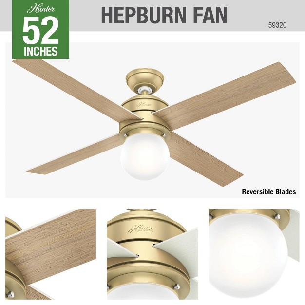 Hepburn Ceiling Fan With Wall Control includes Led Light Bulb Hunter Fan