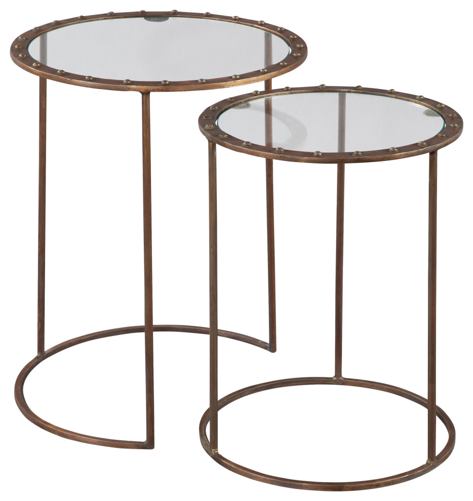 Manchester Copper Rivet Nest Of Tables   Transitional   Coffee Table Sets   by J. Thomas Products  Houzz