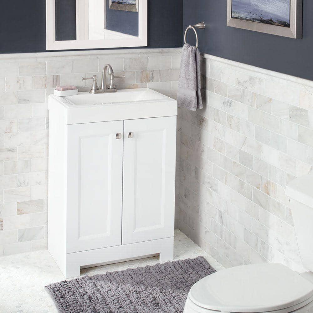 Glacier Bay Shaila 245 in W x 162 in D x 351 in H Freestanding Bath Vanity in White with White Cultured Marble Top