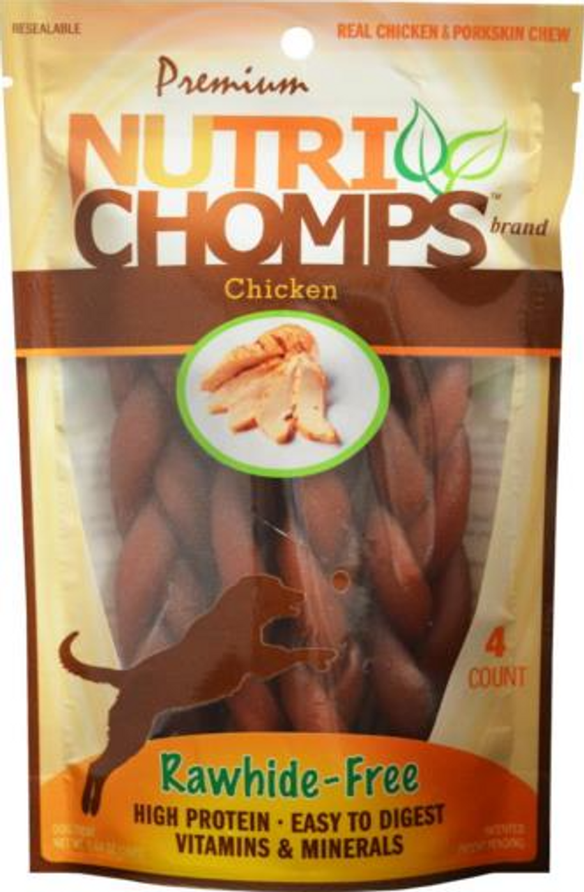 NutriChomps Chicken Flavor Braids Dog Chews， 6