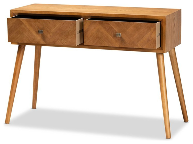 Baxton Studio Brown Finished Wood 2 Drawer Console Table   Midcentury   Console Tables   by Homesquare  Houzz