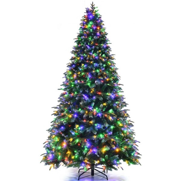 PreLit Snowy Christmas Hinged Tree with Flash Modes and MultiColor Lights