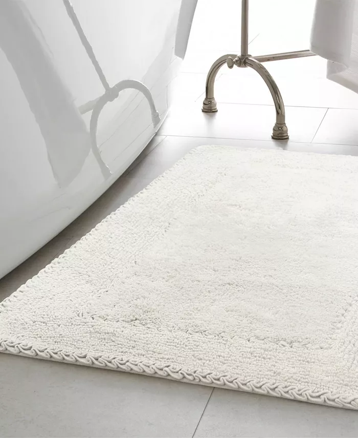 Laura Ashley Ruffle Cotton Bath Rugs 2 Piece Set