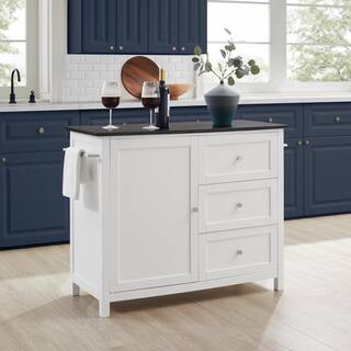 CROSLEY FURNITURE Soren White Kitchen Island with Black Granite Top KF30090BG-WH