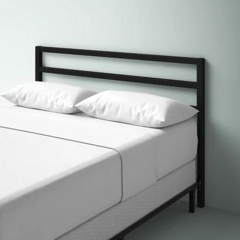 Modern Slatted Headboard in Matte Black Metal Finish