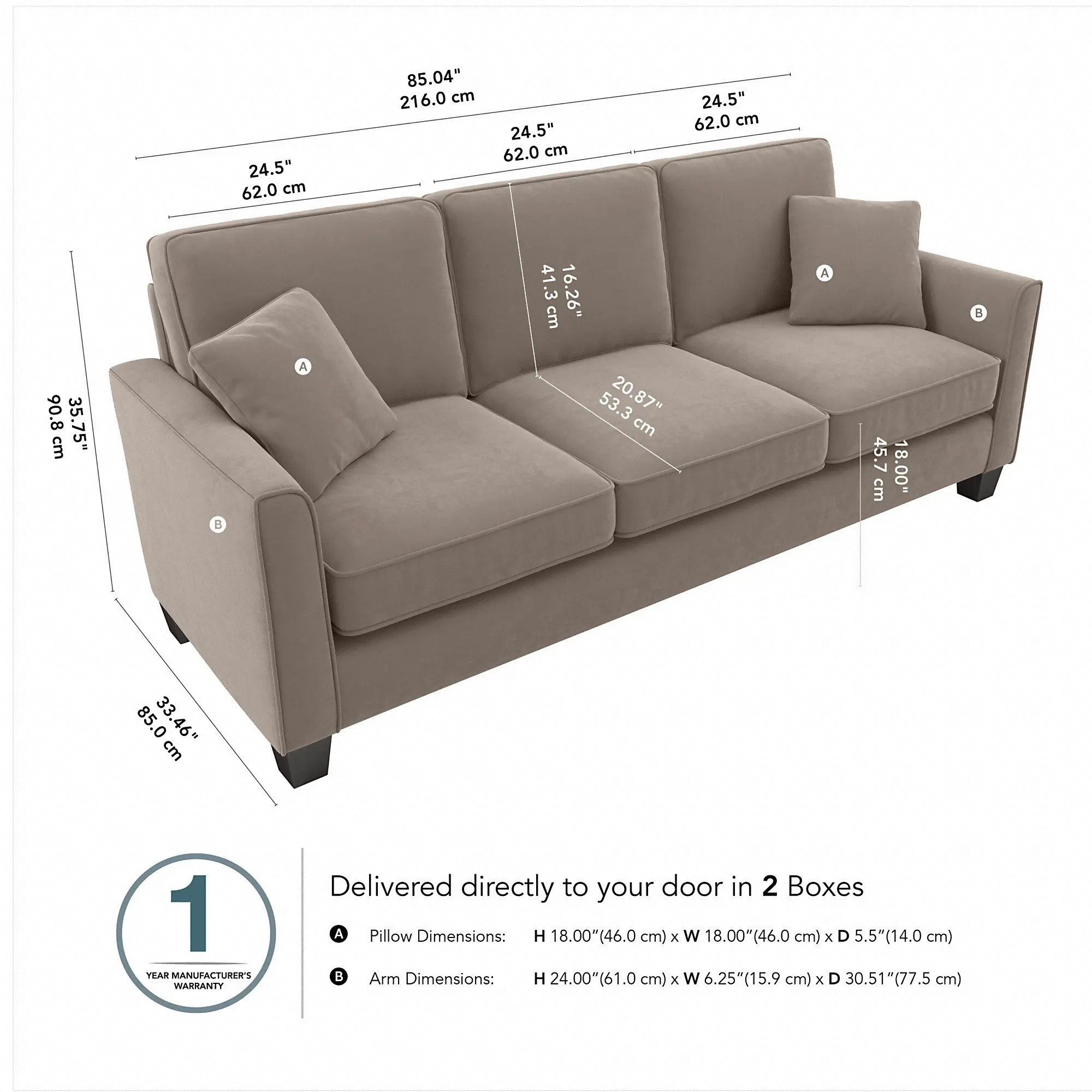 Flare Tan Microsuede Sofa - Bush Furniture