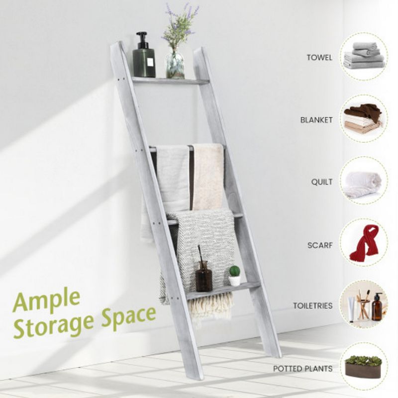 4-tier Wall Leaning Ladder Shelf Stand