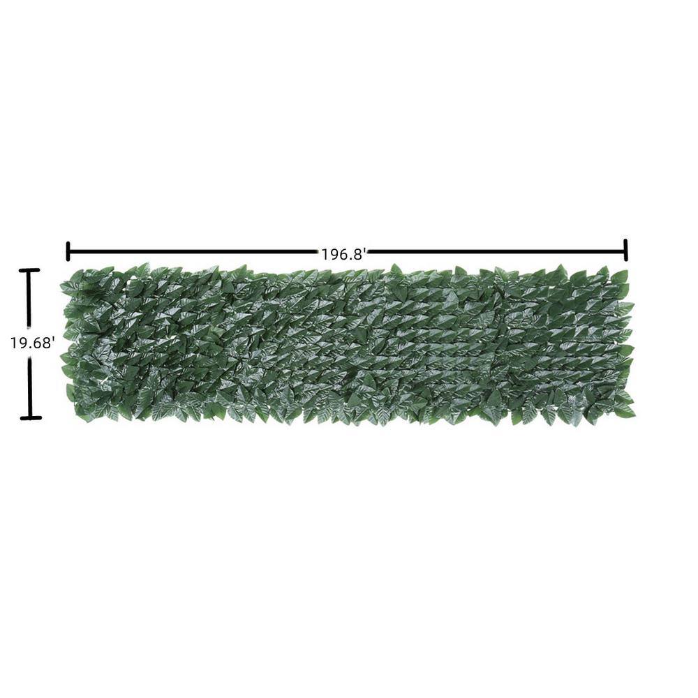 Afoxsos 196.8 in. x 19.68 in. Green Plastic Rectangular Outdoor Fence Peach Leaf Type (3-Pieces) SYHW126