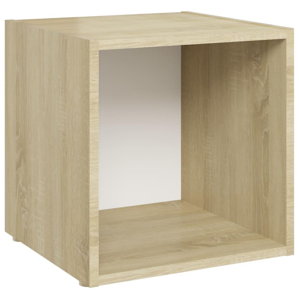 Tv Cabinet White And Sonoma Oak 37x35x37 Cm Engineered Wood