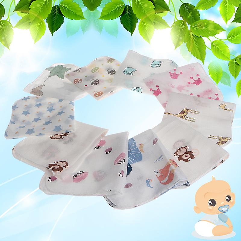 10pcs Baby Infant Towel 28*28cm Muslin Towel Handkerchiefs Two Layers Wipe Towel 900c