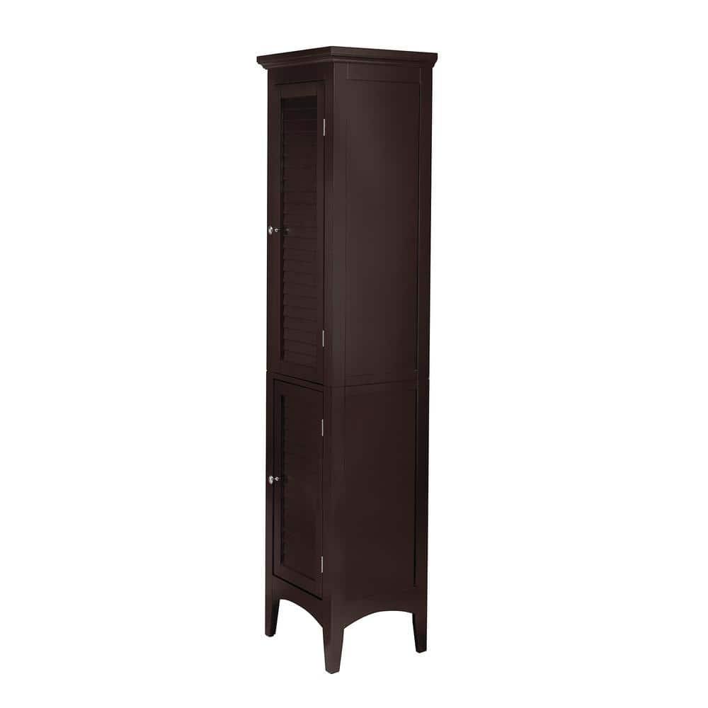 Teamson Home Simon 15 in W x 63 in H x 13 in D Bathroom Linen Storage Tower Cabinet with 2 Shutter Doors in Dark Espresso