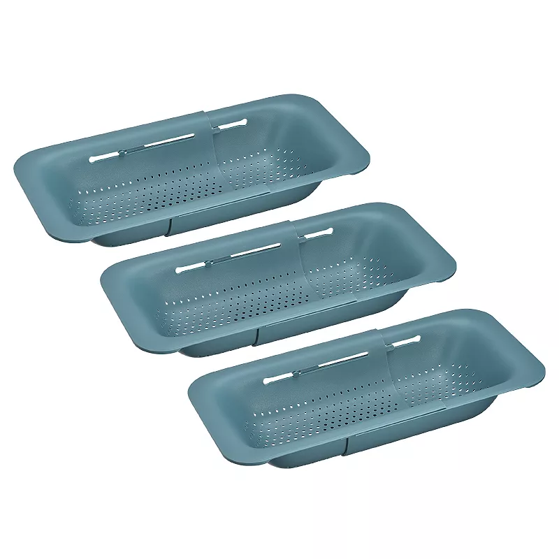 Collapsible Colander Kitchen Over the Sink Drain Strainer Set 3 Pcs