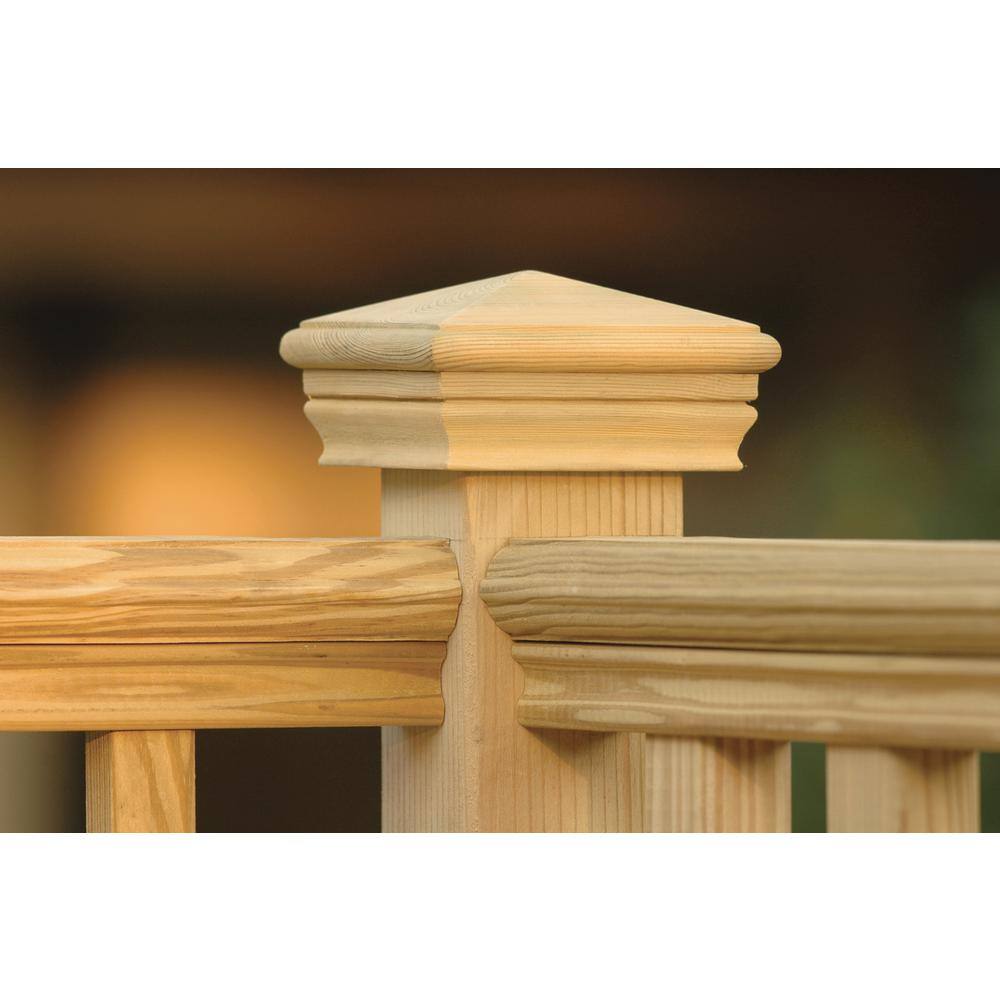 Newbury 4 in. x 4 in. Pyramid Wood Pine Post Cap 58672