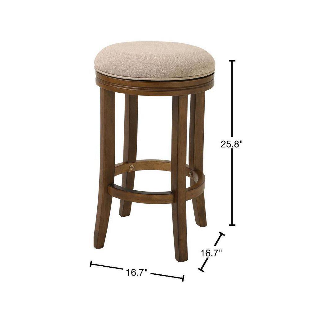 New Ridge Home Goods Victoria Backless Wood 25 in. Counter-Height Swivel Bar Stool with CreamGrey Seat One Stool NH104852-FCS-HS