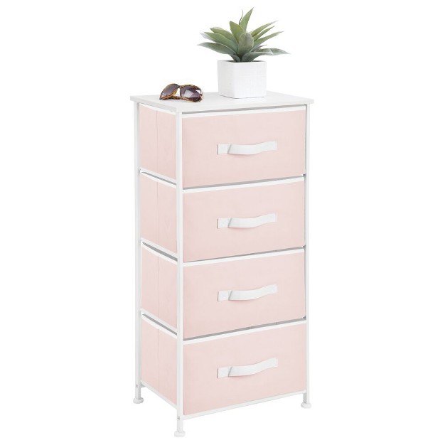 Tall Dresser Storage Tower Stand With 4 Fabric Drawers