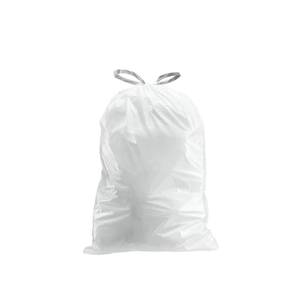 Plasticplace 18.5 in. x 28 in. 8 Gal. to 9 Gal. White Drawstring Garbage Liners Simplehuman Code H Compatible 200-Count (2-Pack) TRA170WH-2PK