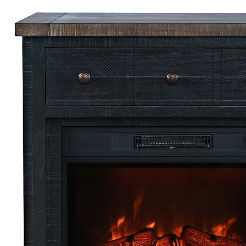 Loft Vintage Black  Electric Fireplace & Media Console -32