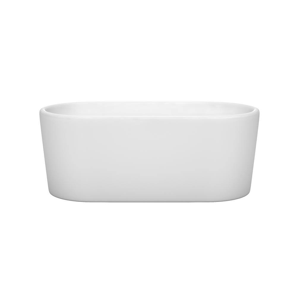 Wyndham Collection Ursula 59 in. Acrylic Flatbottom Bathtub in White with Shiny White Trim WCBTK151159SWTRIM