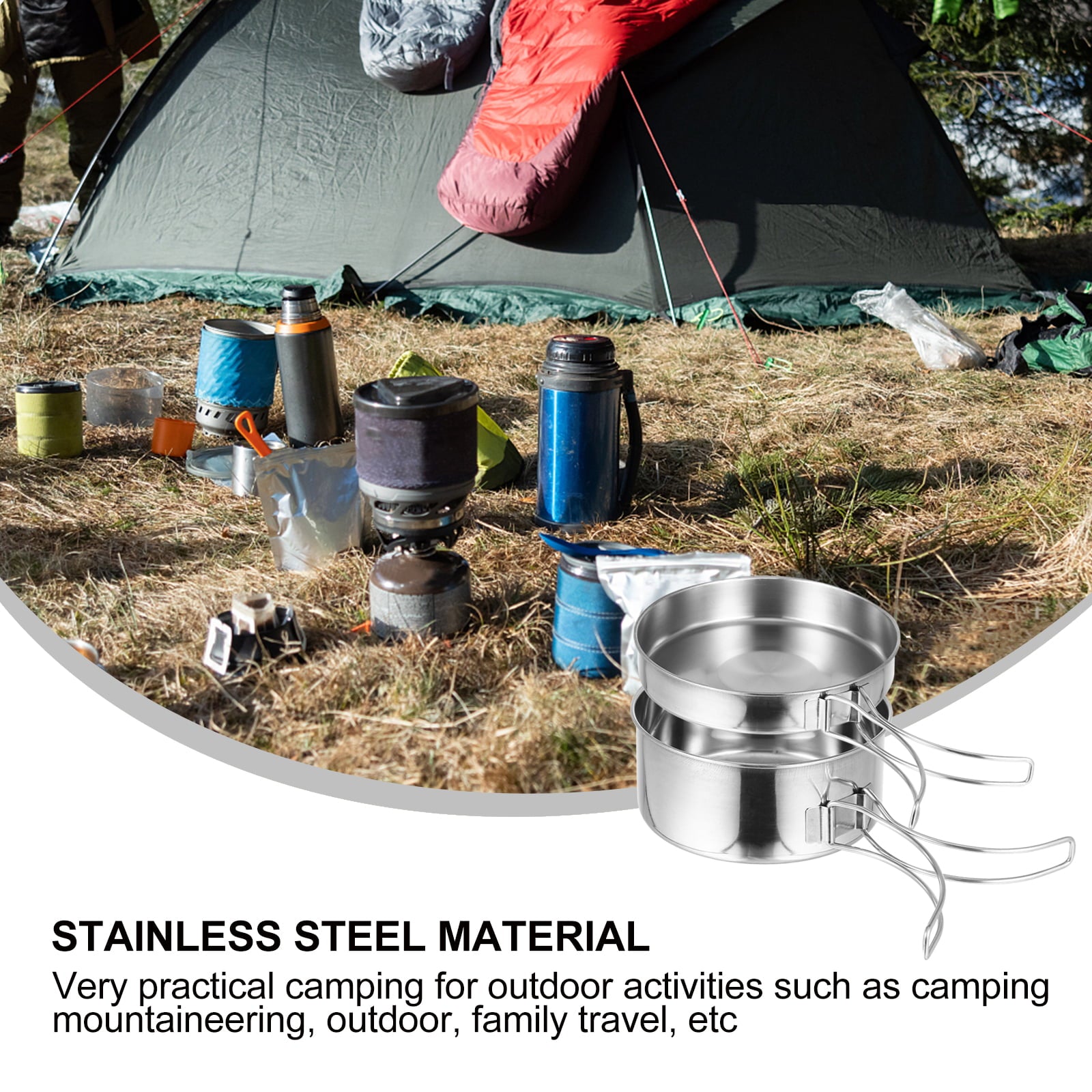 NUOLUX 8 Pcs Camping Cookware Kit Backpacking Cooking Set Outdoor Cook Equipment Parts