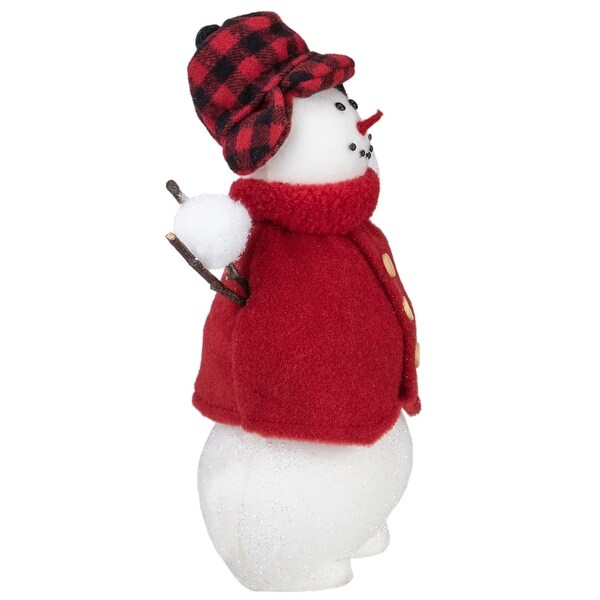 Snowman with Buffalo Plaid Hat Christmas Figure