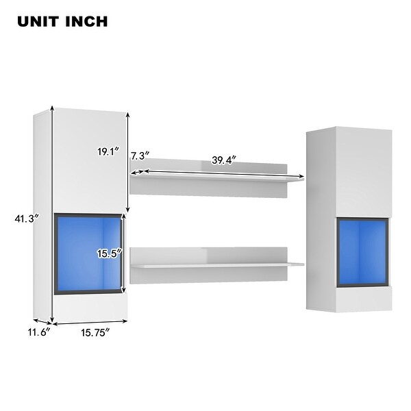 4 Pcs Modern Wall Mount Floating Entertainment Center with RGB Lights