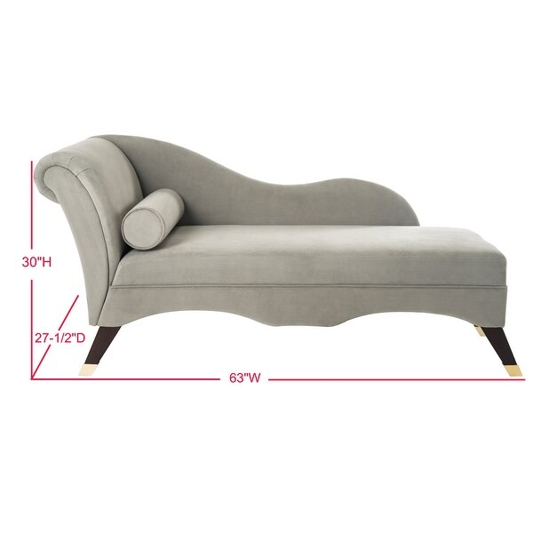 SAFAVIEH Mid-Century Modern Caiden Velvet Grey Chaise with Pillow - 63