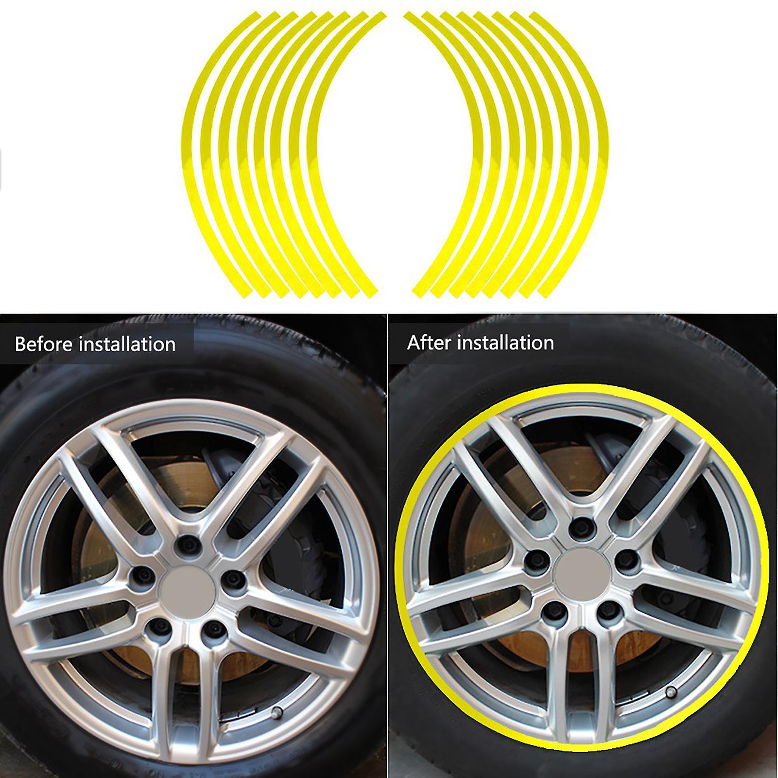 Universal Car Motorcycel Wheel Reflective Pinstripe Decal Tape Sticker Decoration Film 6 Colors Fluorescent Yellow